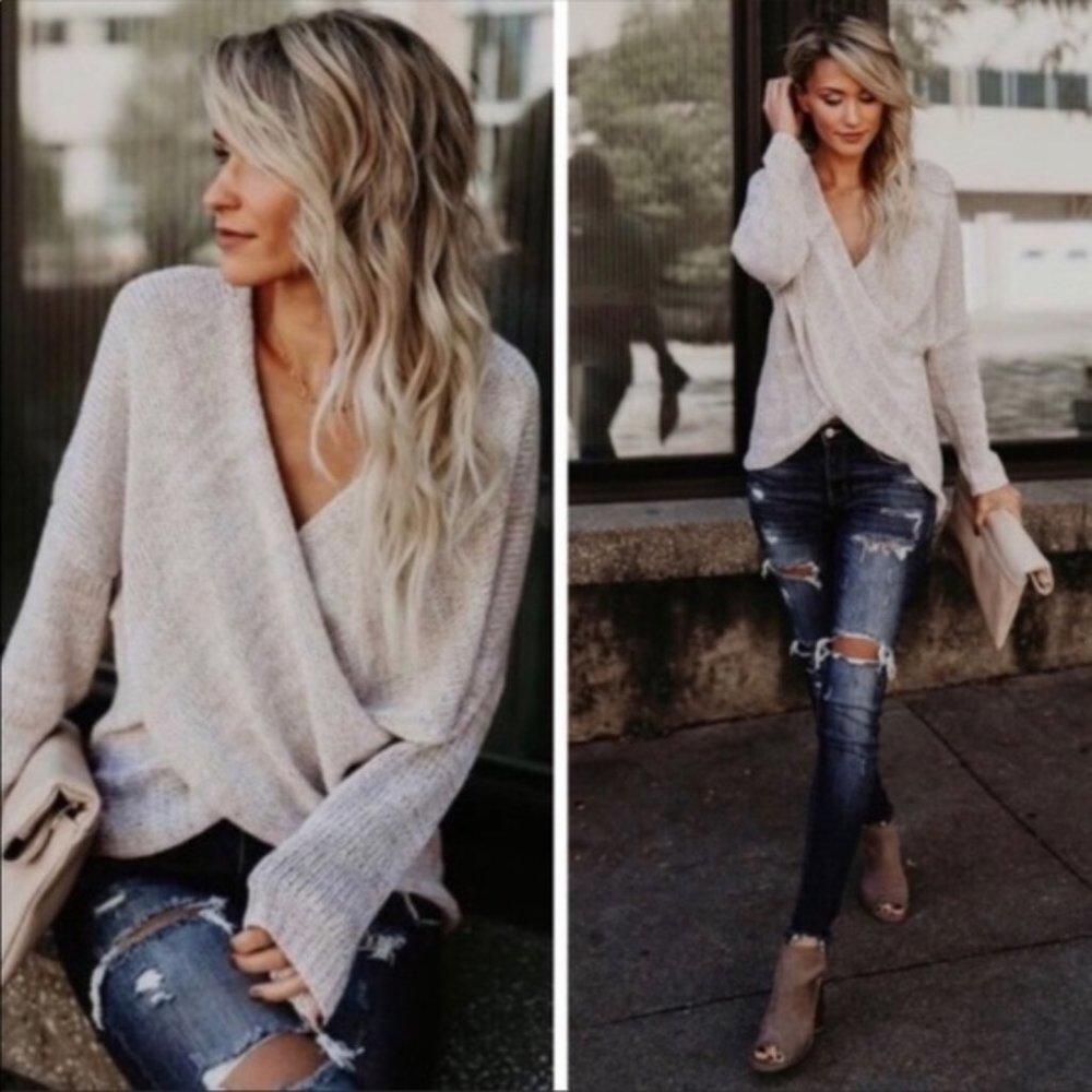 Faux Wrap Sweater